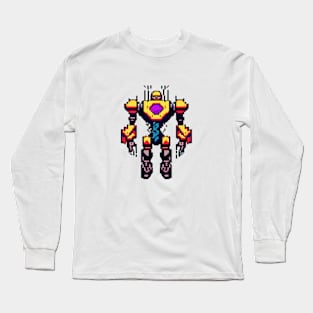 Space robot retro pixel art Long Sleeve T-Shirt